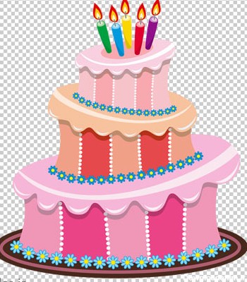 فایل کارتونی ترانسپرنت کیک تولد صورتی رنگ (Pink Birthday Cake PNG Clipart)