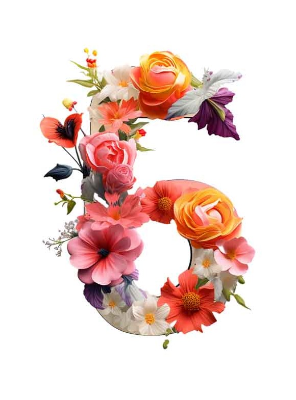 دانلود طرح گل های زیبا و عدد 6