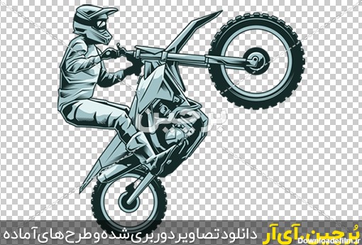 Borchin-ir-retro-motocross-elements_03 موتورسوار در حال تک چرخ زدن png2