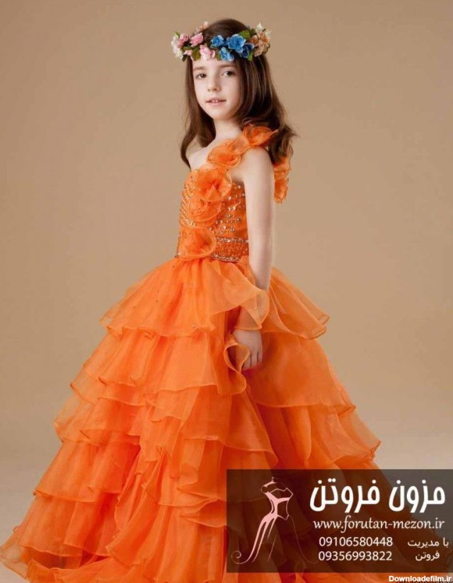مدل لباس عروس بچه گانه رنگی