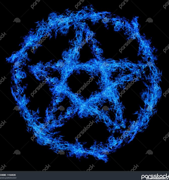 شکل پنج ضلعی شعله آبی جدا شده روی پس زمینه سیاه 1154826