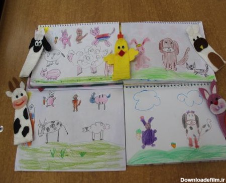 نقاشی:حیوانات اهلی(گربه، سگ، خرگوش، گوسفند، گاو) کلاس خانم یعقوبی ...