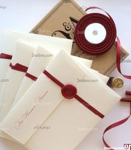 کارت های کلاسیک و جذاب عروسی با ترکیب سفید و قرمز