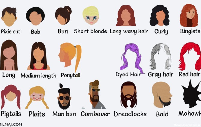 انواع مدل مو به انگلیسی