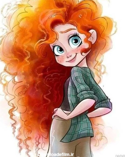 عکس کارتونی دختر با موهای فرفری