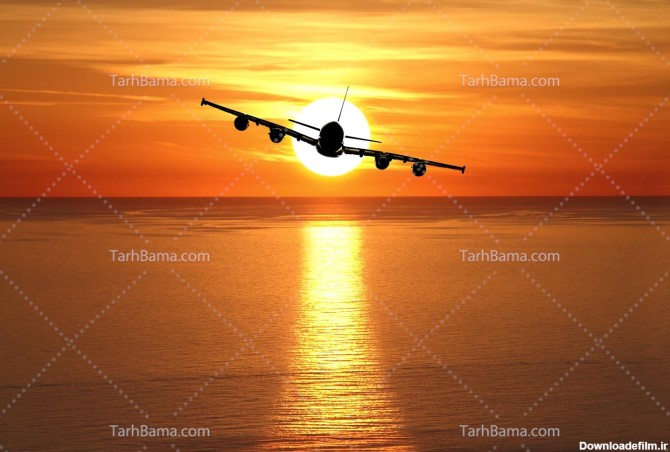 عکس هواپیما و غروب آفتاب