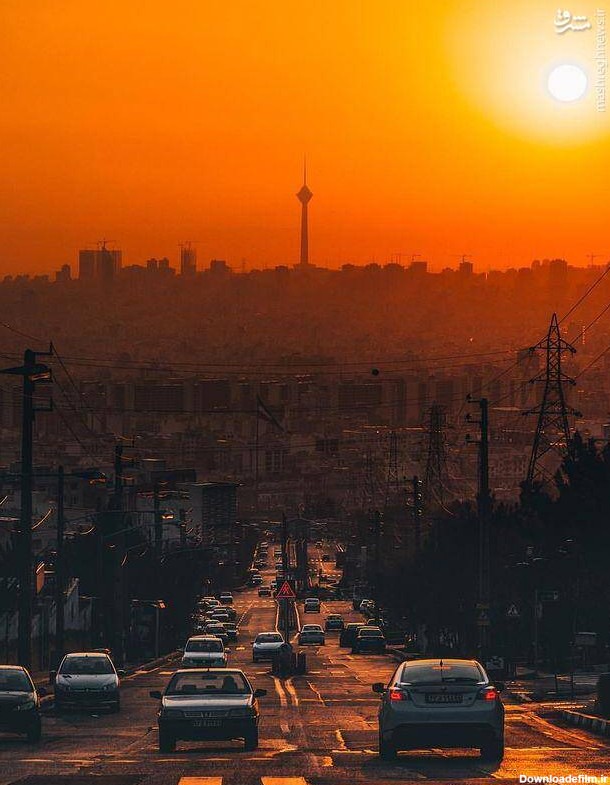تصویری زیبا از غروب آفتاب در تهران