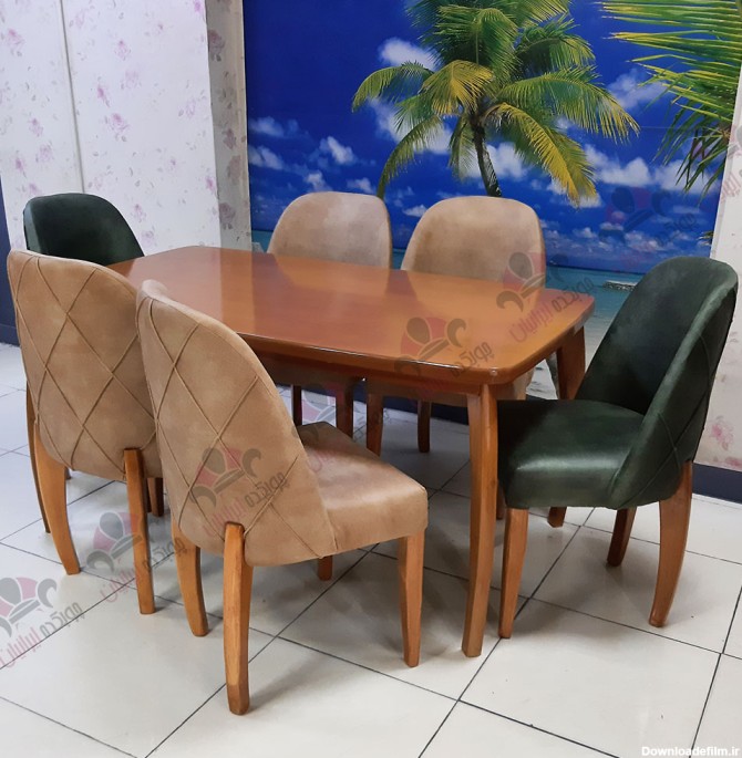 خرید و قیمت میز ناهار خوری 6 نفره چوبی ساده مدل بوگاتی