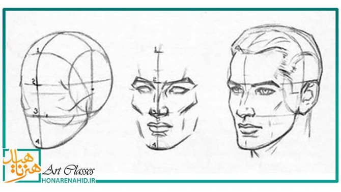 مراحل طراحی چهره سه رخ - هنرناهید| مرجع آموزش نقاشی