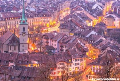 دانلود عکس منظره شهری خط افق شهر برن در سوئیس