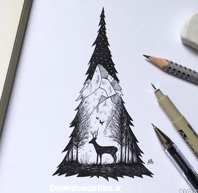 عکس از طراحی طبیعت با مداد
