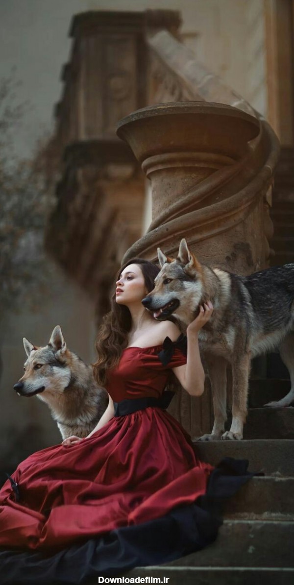 دختر زیبا و دو گرگ                                 - عکس ویسگون