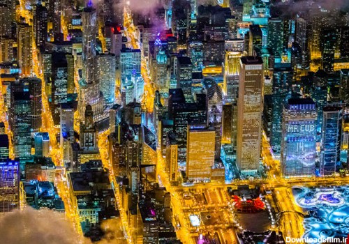 تصاویر هوایی شهرها در شب + آلبوم تصاویر