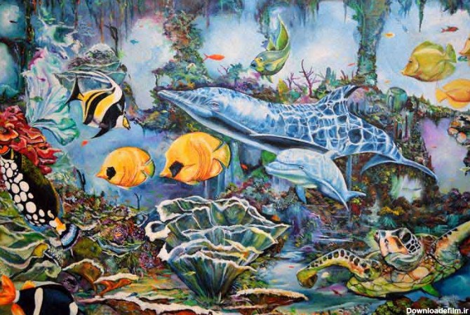 عکس هنری نقاشی دریا و ماهی ها | تیک طرح مرجع گرافیک ایران