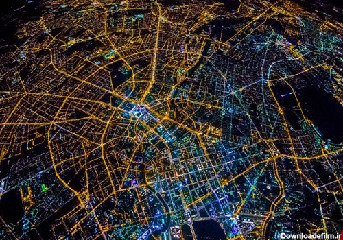 عکس هوایی تهران در شب
