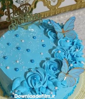کیک تولد آبی