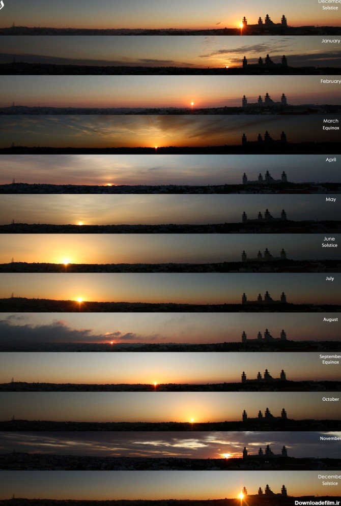 جهت طلوع خورشید در ماه های مختلف سال — تصویر نجومی – فرادرس - مجله‌