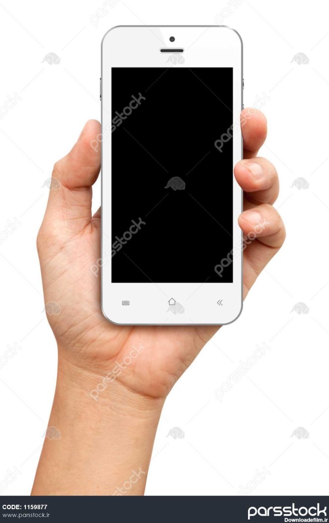 گوشی هوشمند سفید با صفحه نمایش خالی در پس زمینه سفید 1159877