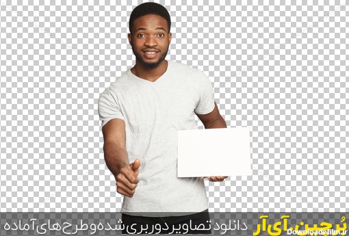 Borchin-ir-Picture of young african-american man holding white blank board مرد جوان سیاهپوست با یک صفحه سفید در دست۲