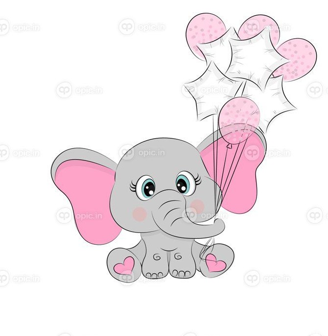 دانلود بچه فیل زیبا که بالن در دست دارد تصویر کودک زیبا | اوپیک