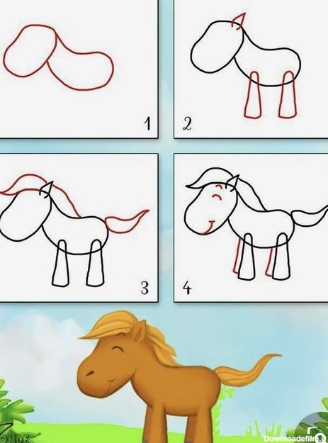 نقاشی اسب ساده برای کودکان