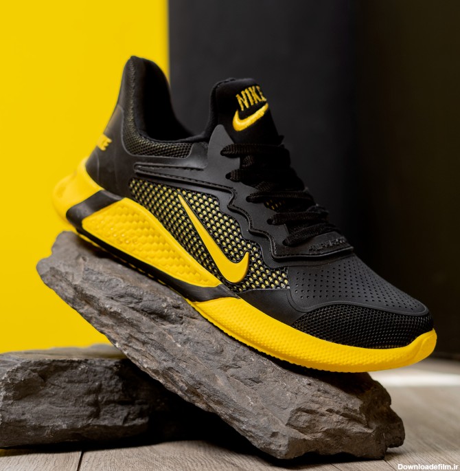 کفش ورزشی نایک مشکی زرد مردانه مدل alpha