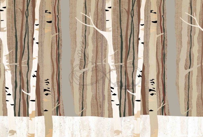 دانلود طرح لایه باز پوستر دیواری نقاشی تنه درختان