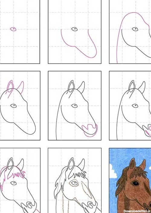 نقاشی اسب کودکانه مرحله به مرحله