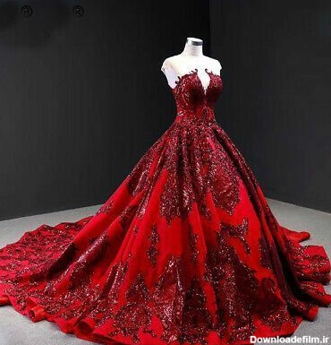 مدل لباس نامزدی پرنسسی قرمز ❤️ پرانا