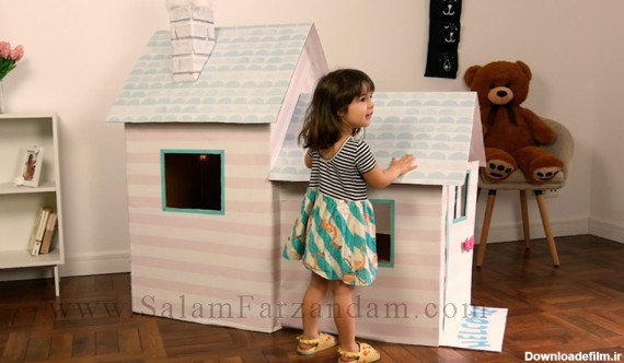 ساخت کاردستی خانه با کارتن بزرگ - پنجره ای به دنیای کودکان