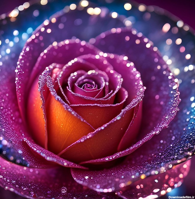 عکس گل رز آبی با قطره آب با کیفیت بالا | گیاهان | فایل آوران