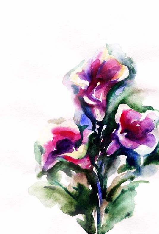 دانلود تصویر نقاشی گل شیپوری بنفش