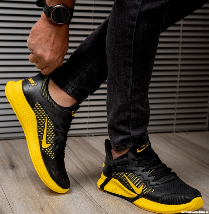کفش ورزشی نایک مشکی زرد مردانه مدل alpha