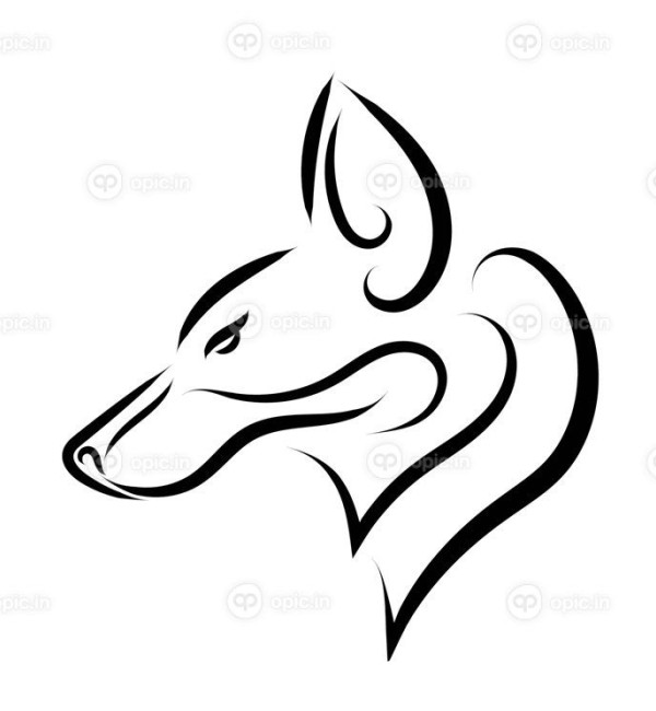 وکتور خط سیاه و سفید هنر سر روباه استفاده مناسب برای نماد نماد ...