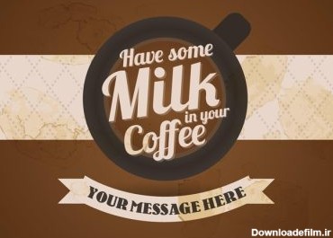 دانلود وکتور پس زمینه قهوه رایگان با تایپوگرافی برای برچسب پوستر کارت تبریک وب سند و سایر سطوح تزئینی