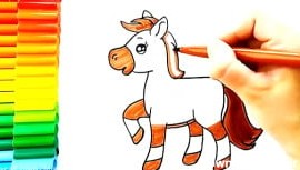 آموزش نقاشی کودکانه - نقاشی اسب زیبای کودک