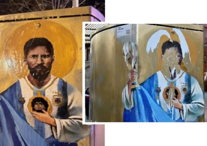 تخریب یک اثر هنری از مسی در بارسلونا/عکس - خبرآنلاین
