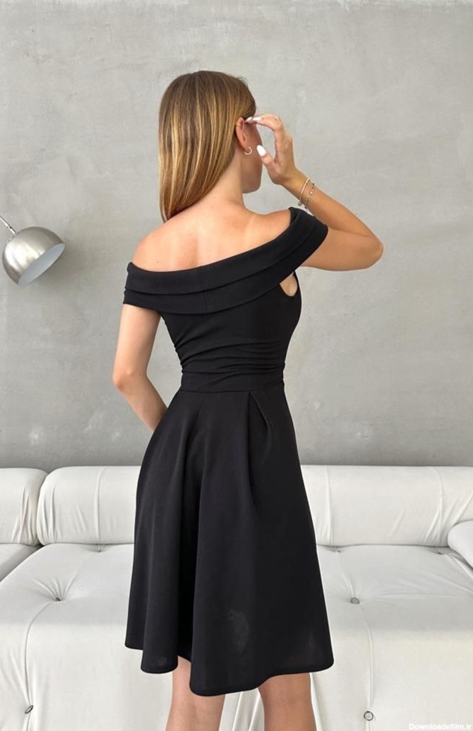 LOVEBOX | لباس مجلسی مشکی زنانه بدون آستین گلوژ کرپ رنگ ساده مینی ...