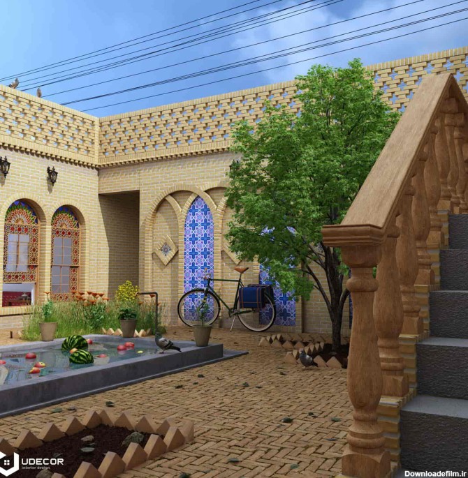 دانلود صحنه سه بعدی خانه سنتی قدیمی ایرانی آبجکت 3d