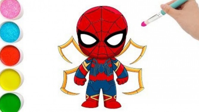 آموزش نقاشی به کودکان - نقاشی مرد عنکبوتی