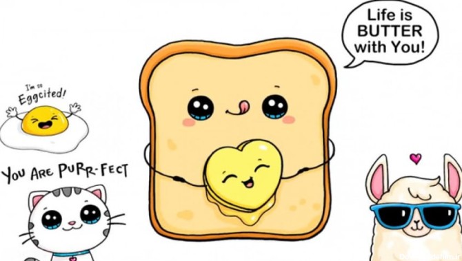 نقاشی یک نان تست کارتونی با قالب کره قلبی!