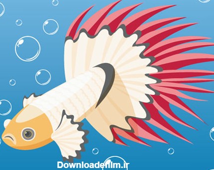 دانلود وکتور کارتونی ماهی در دریا بصورت لایه باز