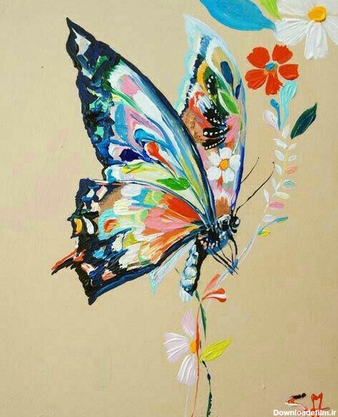 طرح پروانه برای نقاشی - نقاشی سمیه فتحی