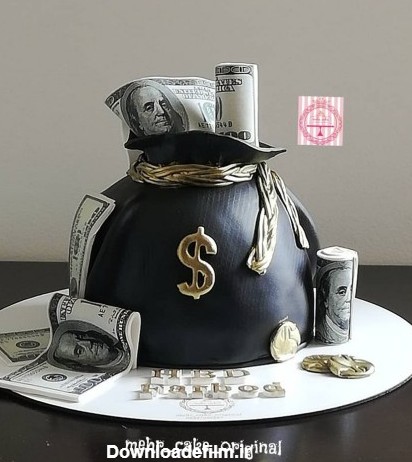 خرید و قیمت کیک کیسه دلار و سکه طلا از غرفه کیک خانگی مهر کیک | باسلام