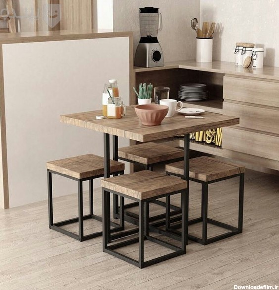 قیمت و خرید صندلی و میز چوبفلز روکش چوب بدنه فلز + مشخصات | پیندو