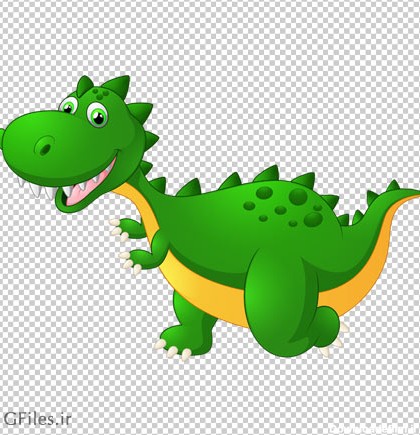 کاراکتر و شخصیت کارتونی دایناسور سبز (دوربری شده با فرمت PNG)(Dinosaur Cartoon)