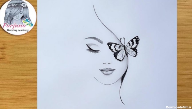 نقاشی پروانه نشسته روی یک طرح مداد -آموزش نقاشی / حرفه ای