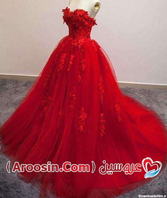 مدل لباس عروس رنگی قرمز و زرشکی + عکس - آلبوم عکس عروسی