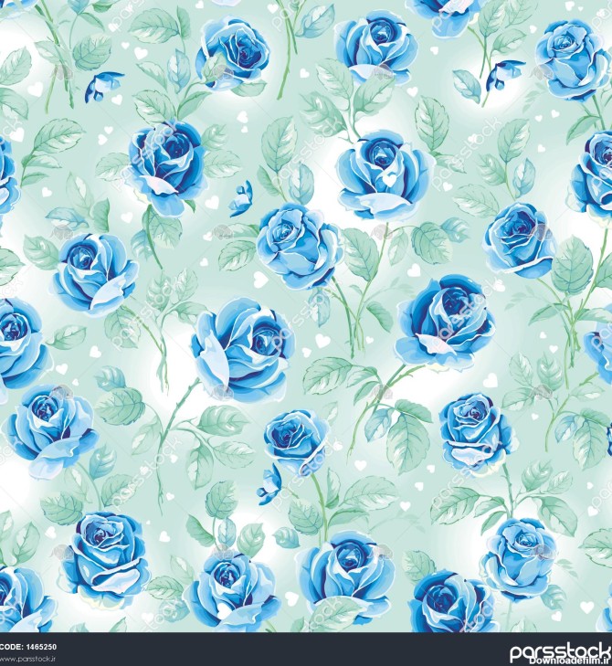 کاغذ دیواری ظریف با گل رز آبی الگوی بدون درز تزئینی با دسته گلهای ...