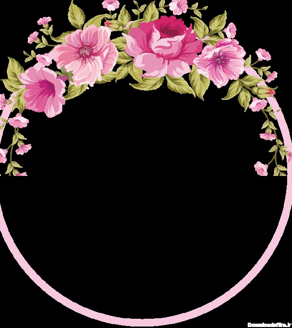 تصویر قالب دایره‌ای گلدار برای نوشتن اسم عروس و داماد